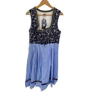 Glory Star Women's Dress LARGE Floral Plaid Check Sleeveless Zip Fit Flare NWT